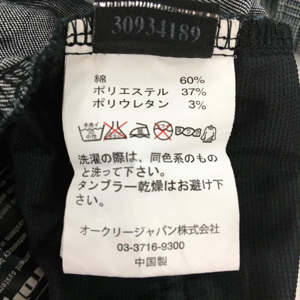 オークリー パンツ ダークグレー×黒 総柄 ロゴ刺しゅう 立体裁断