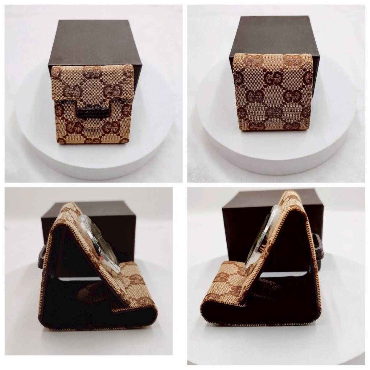 【D3088-60-2】GUCCI キャンバス柄 置時計 トラベルロック 楽天市場】GUCCI グッチ ブラック文字盤 GGキャンバス SS