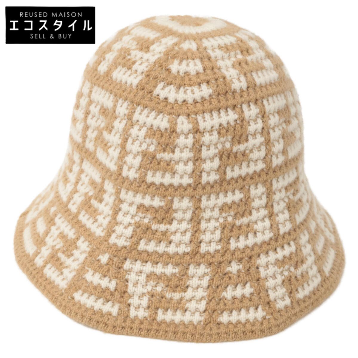 FENDI フェンディ 即決| 正規 FXQ922 ALSQ FF カシミヤ クロシェット バケットハット 57