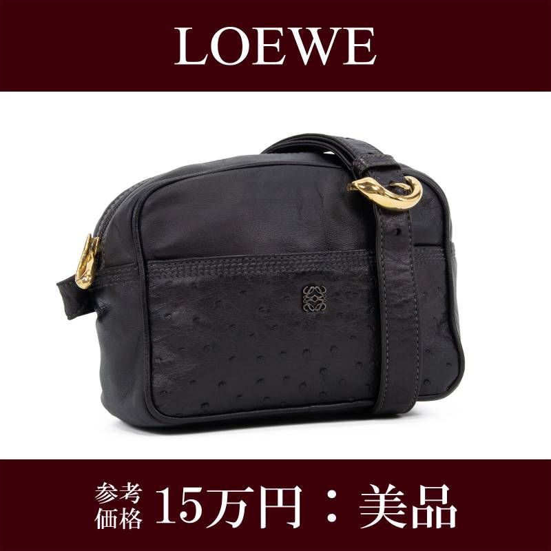 ✨希少 極美品✨ロエベ ショルダーバッグ アナグラム ゴールド金具 本革 黒 美品 LOEWE ロエベ ショルダーバッグ 筒型 斜め掛け ゴールド