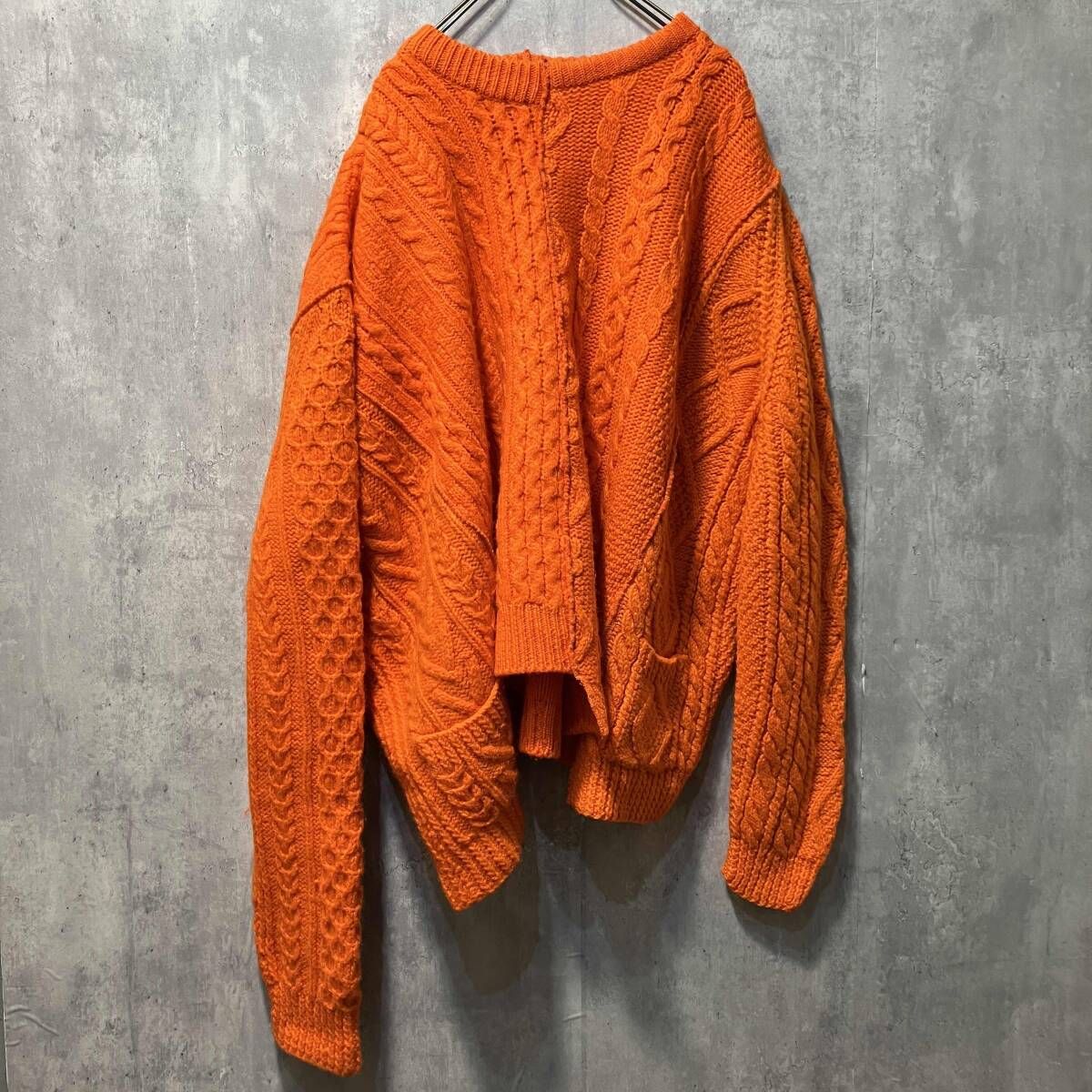 77circa 再構築アシンメトリーフィッシャーマンニット オレンジ 77circa 再構築アシンメトリーフィッシャーマンニット オレンジ