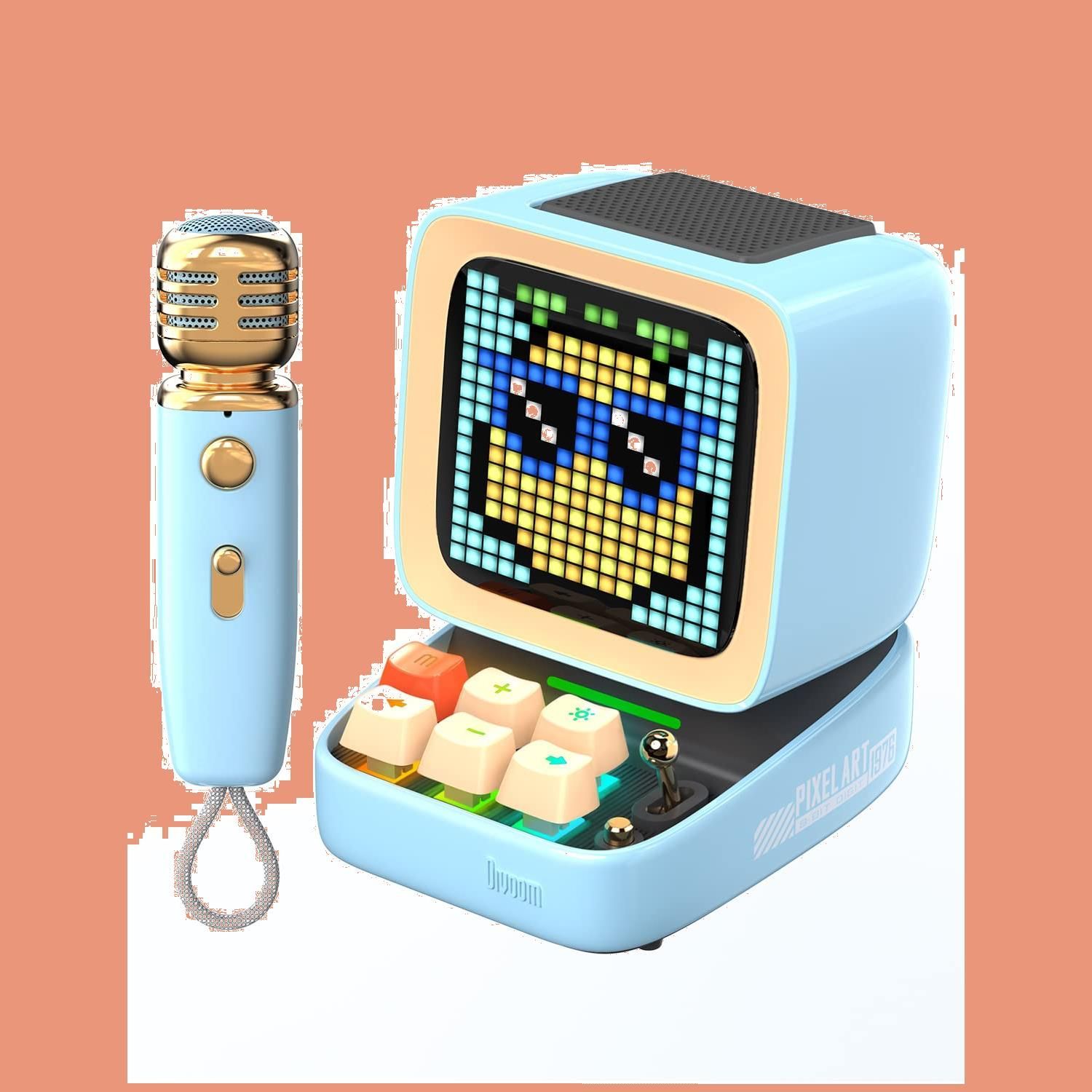 Divoom Ditoo-Mic ワイヤレスBluetoothスピーカー カラオケ自宅用/マイク/ドット絵/低音強化/USB-C接続/TFカード対応/APP多機能操作(ブルー)  - メルカリ