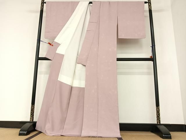 平和屋着物○上質な色無地 更紗花唐草地紋 鴇浅葱色 正絹 逸品