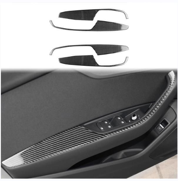 アウディ A4L B9 2017-2019年 内装インテリア ドアハンドルスイッチ フレームカバー ステッカー 4Pセット