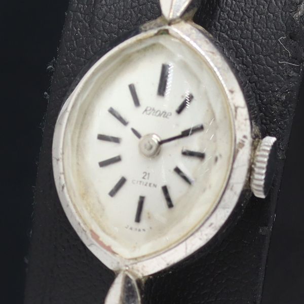 シチズン Phone 手巻き カットガラス シルバー文字盤 レディース腕時計