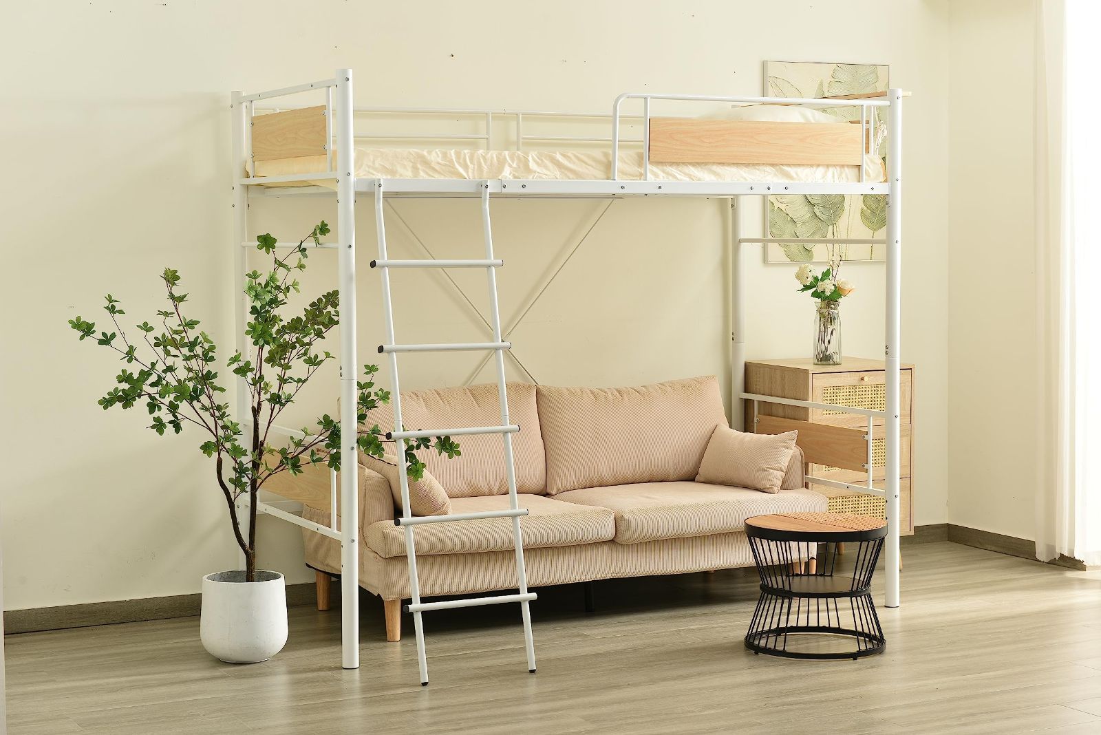 在庫処分】宮棚 シングル コンセント付き デスク付き 収納付き