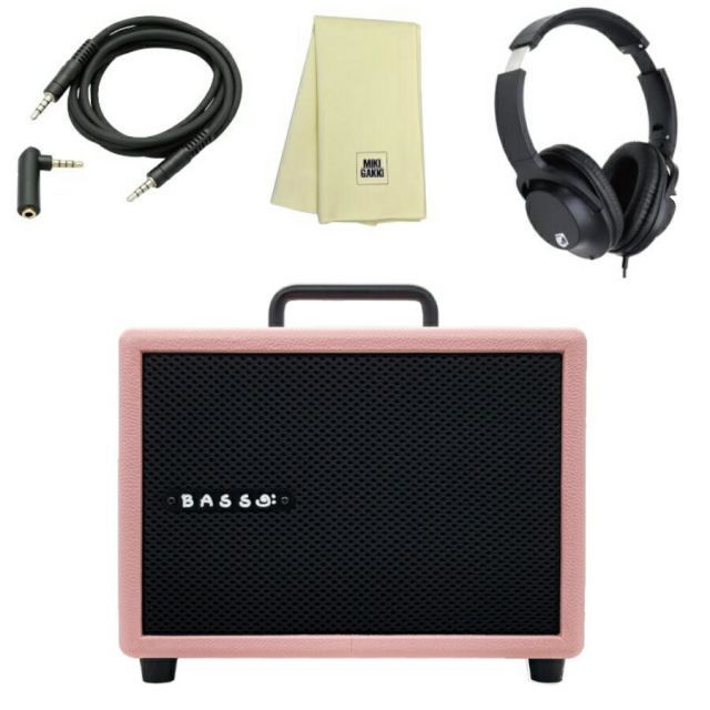 ベース アンプ MODEGEAR LOUD MINI-B ピンク クロス ミニステケーブル KHP001 ヘッドホン 小型 超軽量 低音域もしっかり再 生できるベースアンプ