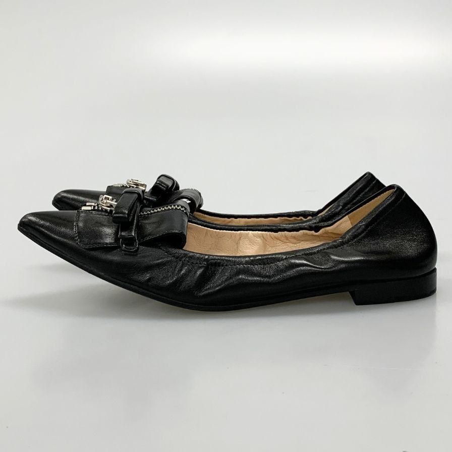 プラダ バレエシューズ フラットシューズ リボン＆チャックあしらい