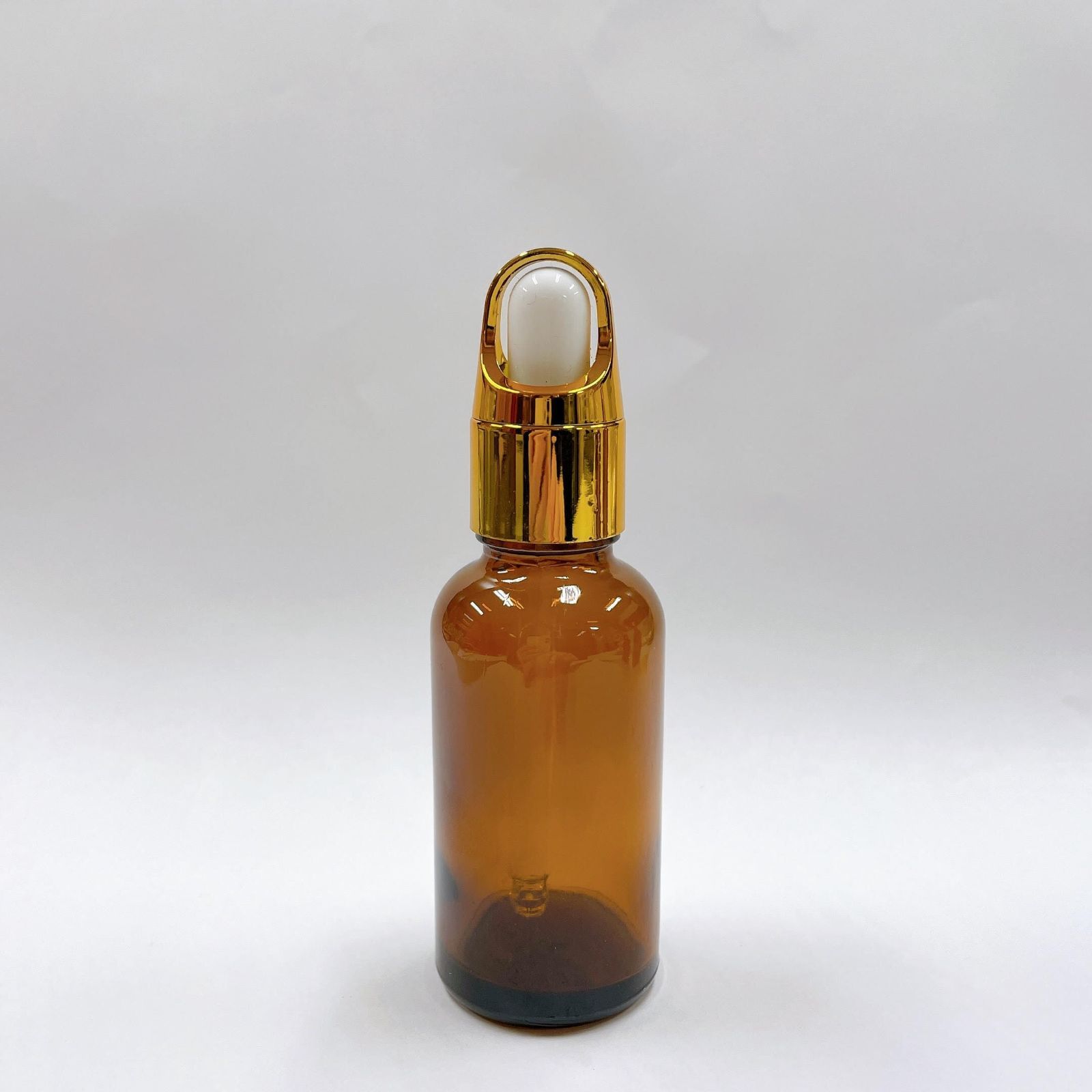 【バスケットキャップ スポイト ボトル】30ml ×1本 ブラウン ガラス製 ゴールド 遮光 化粧水 エッセンシャルオイル 美容液 アロマ 詰替 容器 茶色 高級 おしゃれ