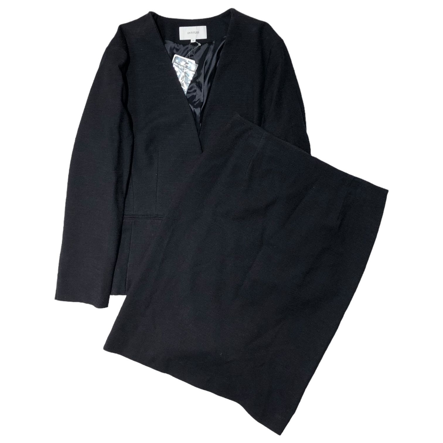 【美品】UNTITLED アンタイトル パンツ スーツ 上下 ビジネススーツ UNTITLED(アンタイトル) ノーカラー ジャケット スカート