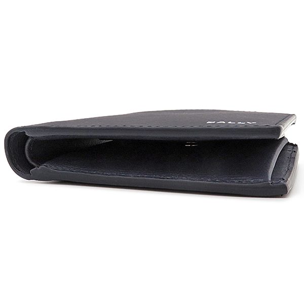 バリー BALLY 二つ折り財布 クロッシング レザー ネイビー シルバー  