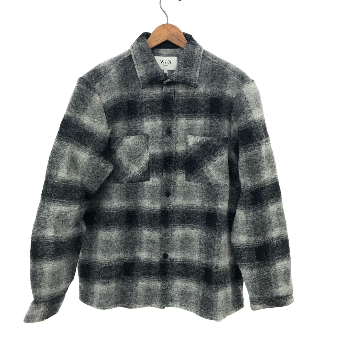 未使用品 wax london ワックスロンドン チェック シャツ サイズ:L  ブラック  メンズ WHITING OVERSHIRT　240001110638