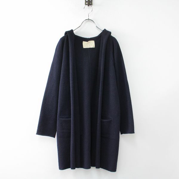 パラスパレス Pal’las Palace *ウールニットフード付きロングカーディガン*ローブ羽織コートネイビー(27-2502-10)【60C52】 pal'las palace パラスパレス ウールニット フードロング