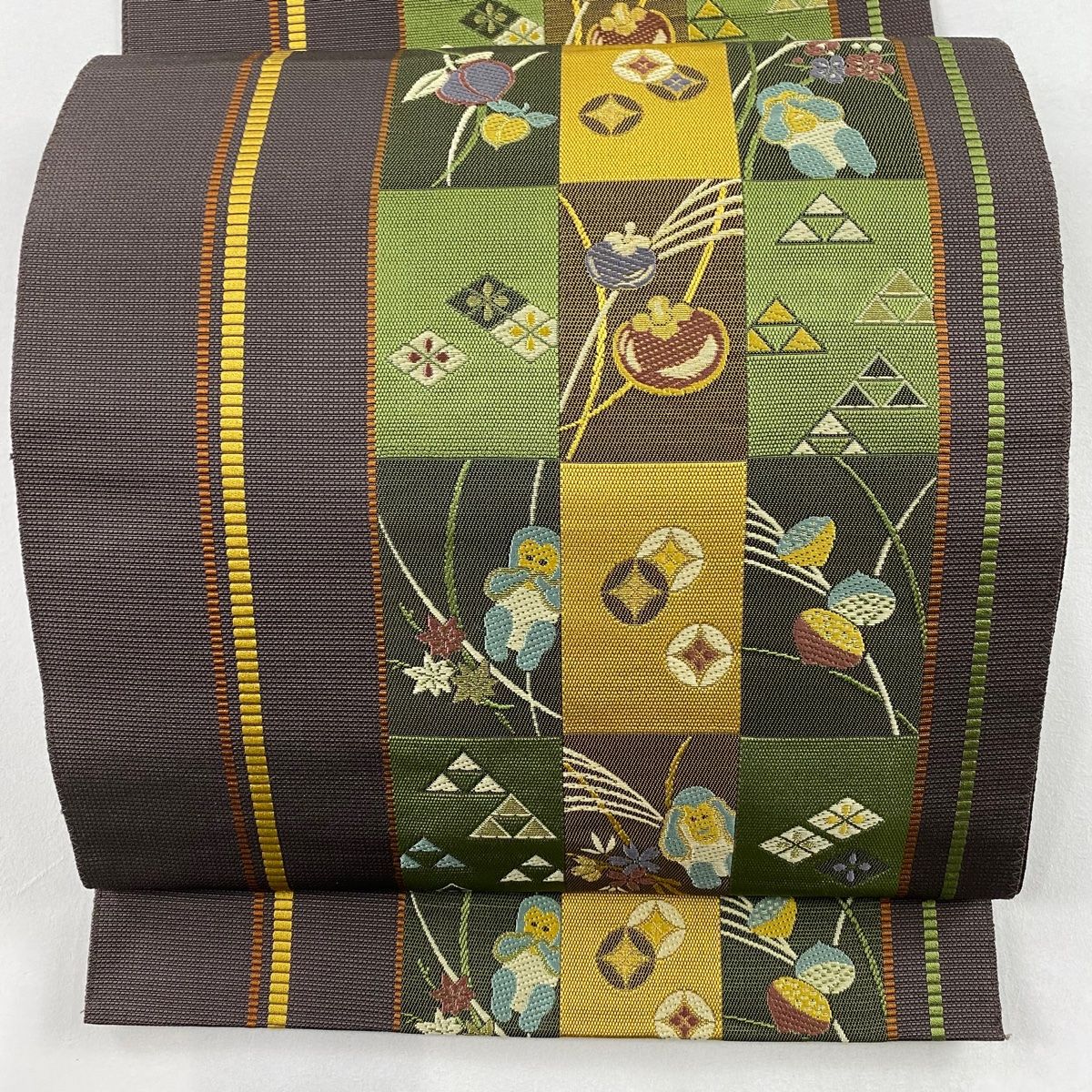 平和屋本店□極上 夏物 銀座 志ま亀 名古屋帯 帯反物 杜若 手描き 麻