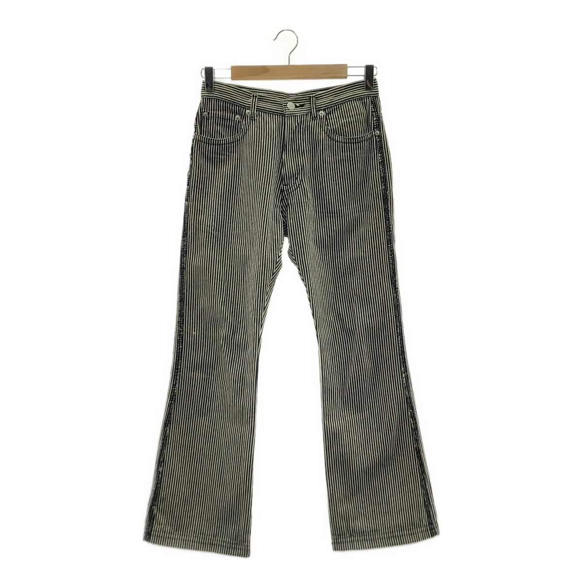 tricot COMME des GARCONS | トリココムデギャルソン | 2003AW | コットン ヒッコリー ブーツカット フ パンツ | S | ホワイト|ブラック | レディース