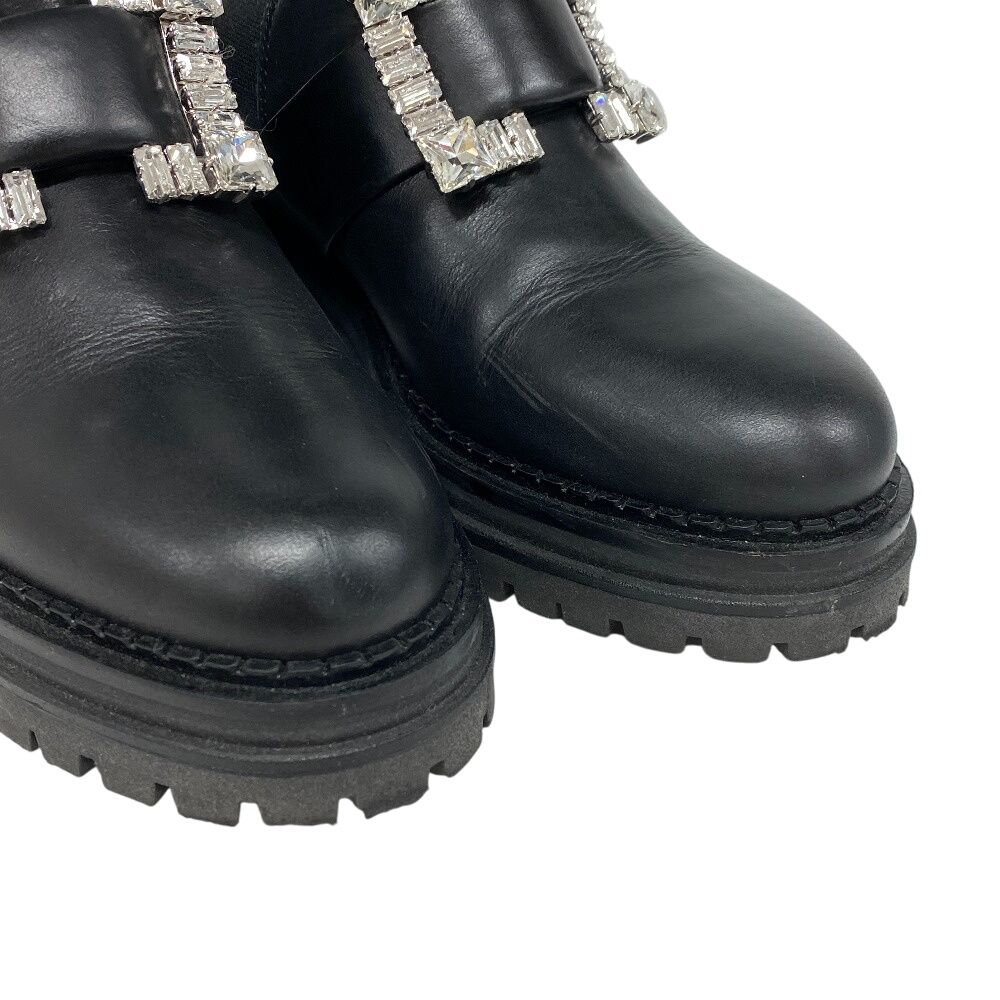 セルジオロッシ Sergio Rossi 23.5 ブーツ ビジュー バックル BIKER PRINCE バイカーブーツ サイドゴアブーツ ブラック セルジオロッシ Sergio Rossi 23.5 ブーツ ビジュー バックル BIKER