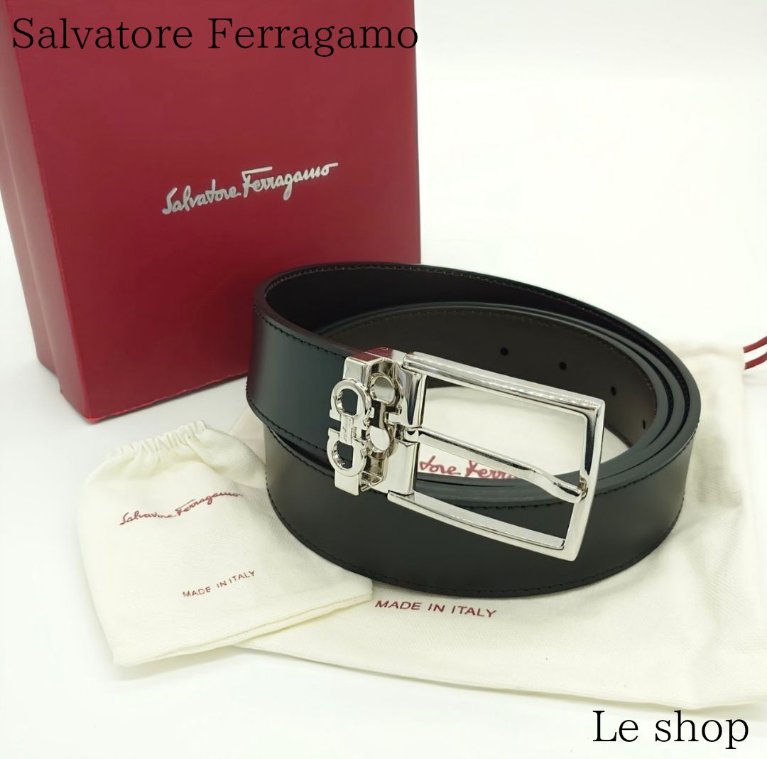 Salvatore Ferragamo ベルト ガンチーニ レザー ブラウン