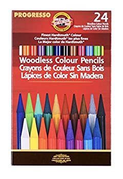 Koh-I-Noor Progresso Woodless Colored 24-Pencil Set Assorted Colored Pencils (FA8758.24) by Koh-I-Noor