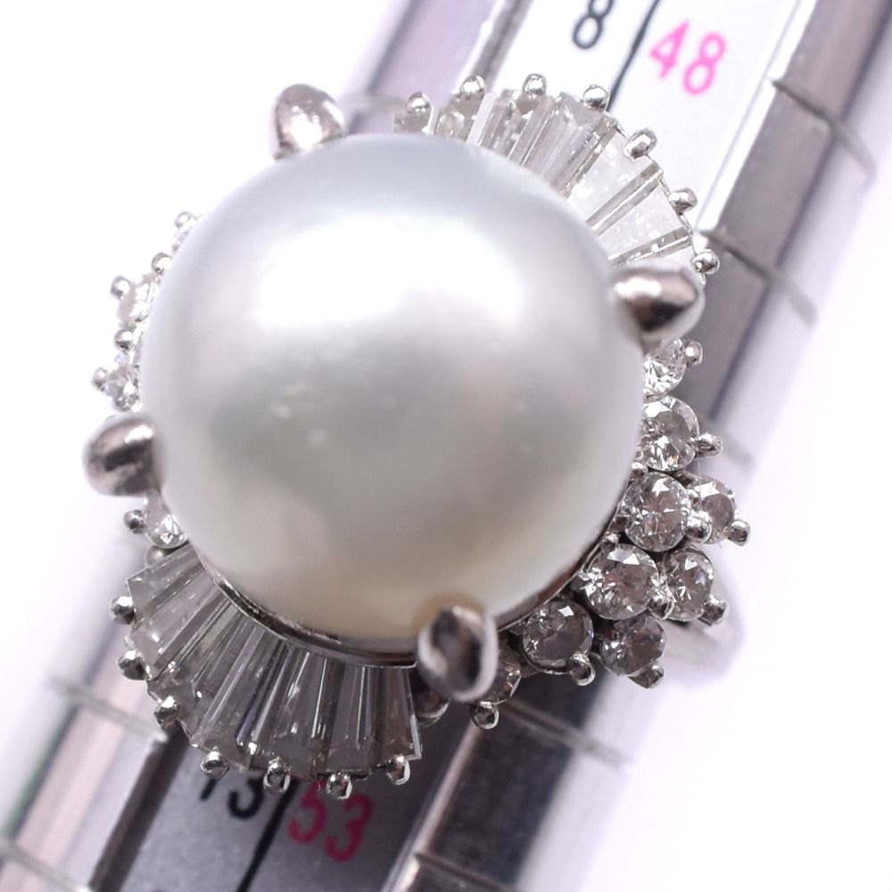 Pt900 真珠付きリング プラチナ 指輪 4g #9 最終価格】ミキモト真珠島