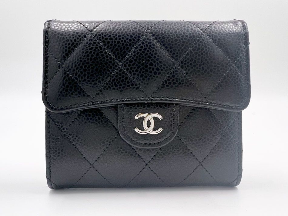 CHANEL シャネル マトラッセ ラムスキン ブラック 3つ折り財布 クラシック スモール フラップ ウォレット ゴールド金具 ランダム AP0231 Y01295 C3906