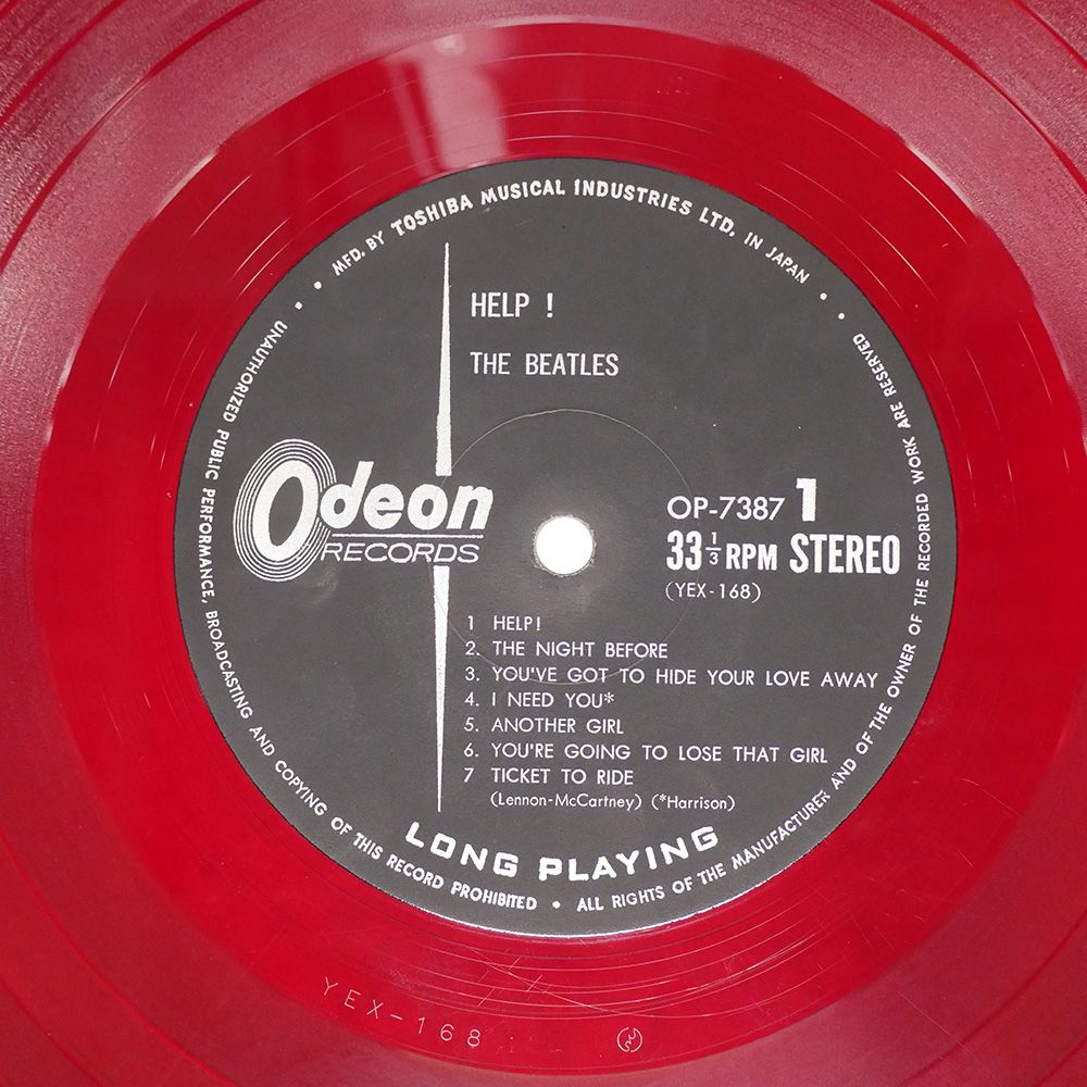 OP7387　帯付　オデオン赤盤　ビートルズ　ヘルプ 帯 赤盤 BEATLES⁄HELP!⁄ODEON OP-7387 ビートルズ○ヘルプ (初回