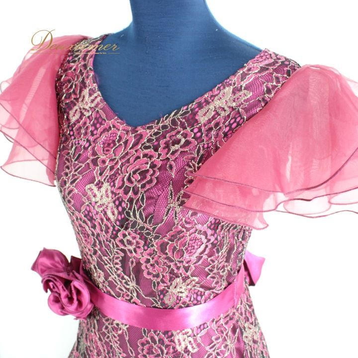 社交ダンス 衣装 ドレス ワンピース パーティ衣装 女性用 レディース オールシーズン 紫 ICHIOKU イチオク 花柄 レース フリル パープル系 ダンスドレス 薔薇モチーフ フリル袖 伸縮性 おしゃれ 結婚式 二次会 発表会 大人用 鮮やか