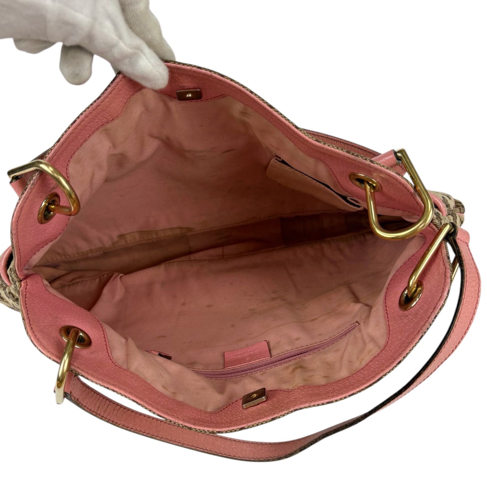 グッチ GUCCI トートバッグ GGキャンバス ピンク ブラウン ショルダーバッグ 肩掛け