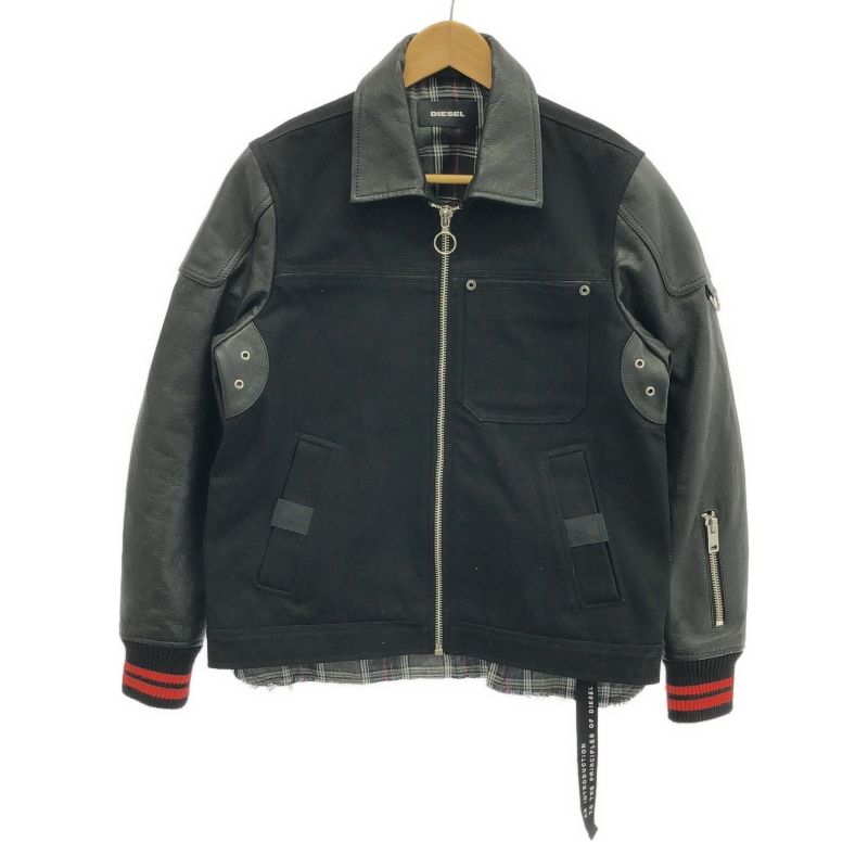 中古】DIESEL レザースタジャン サイズ表記なし 黒 ディーゼル[91