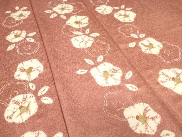 平和屋着物▽訪問着 単衣 絞り 椿 金彩 正絹 逸品 DAAT9347az