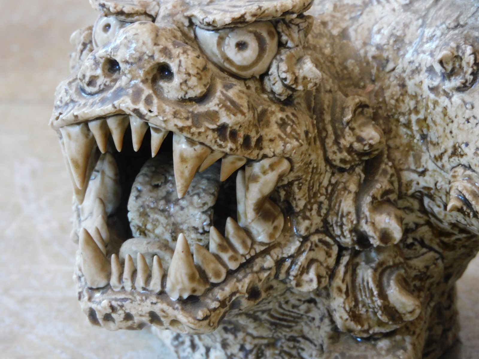 志野 村瀬甲二 獅子 置物 共箱 HK-a-05229 / 唐獅子 志野焼