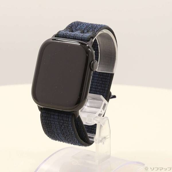 〔 品〕 Apple Watch Series 10 GPS 46mm ジェットブラックアルミニウムケース ブラック ブルーNikeスポーツループ 349