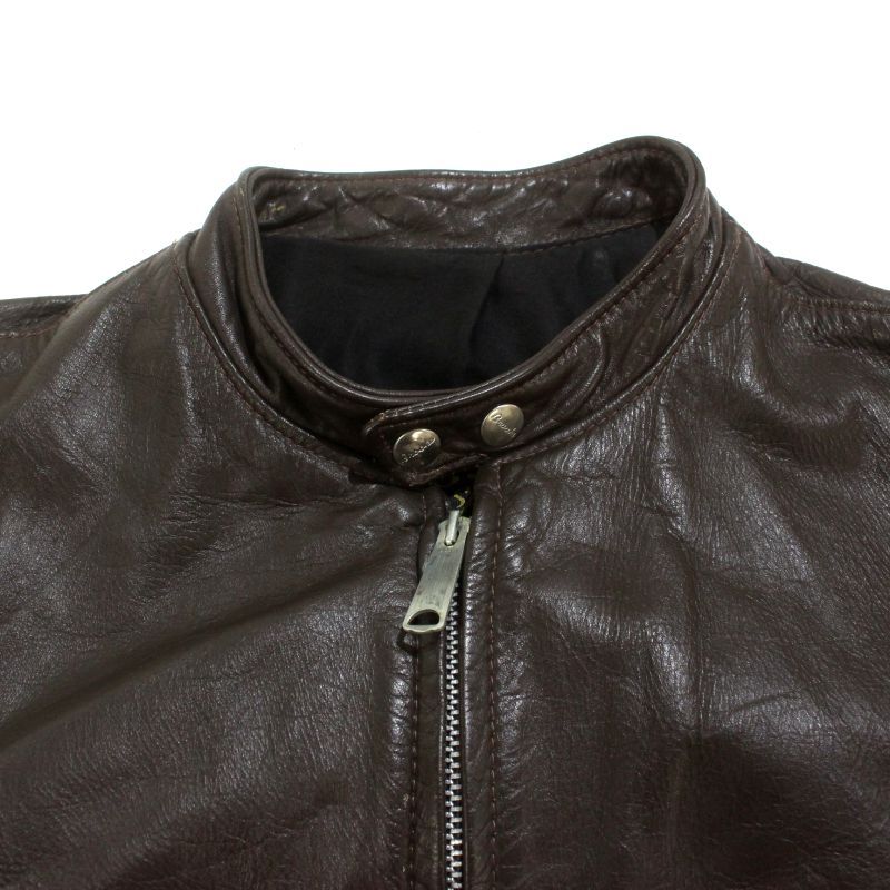 70s vintage BROOKS レザー シングルライダースジャケット メンズ L