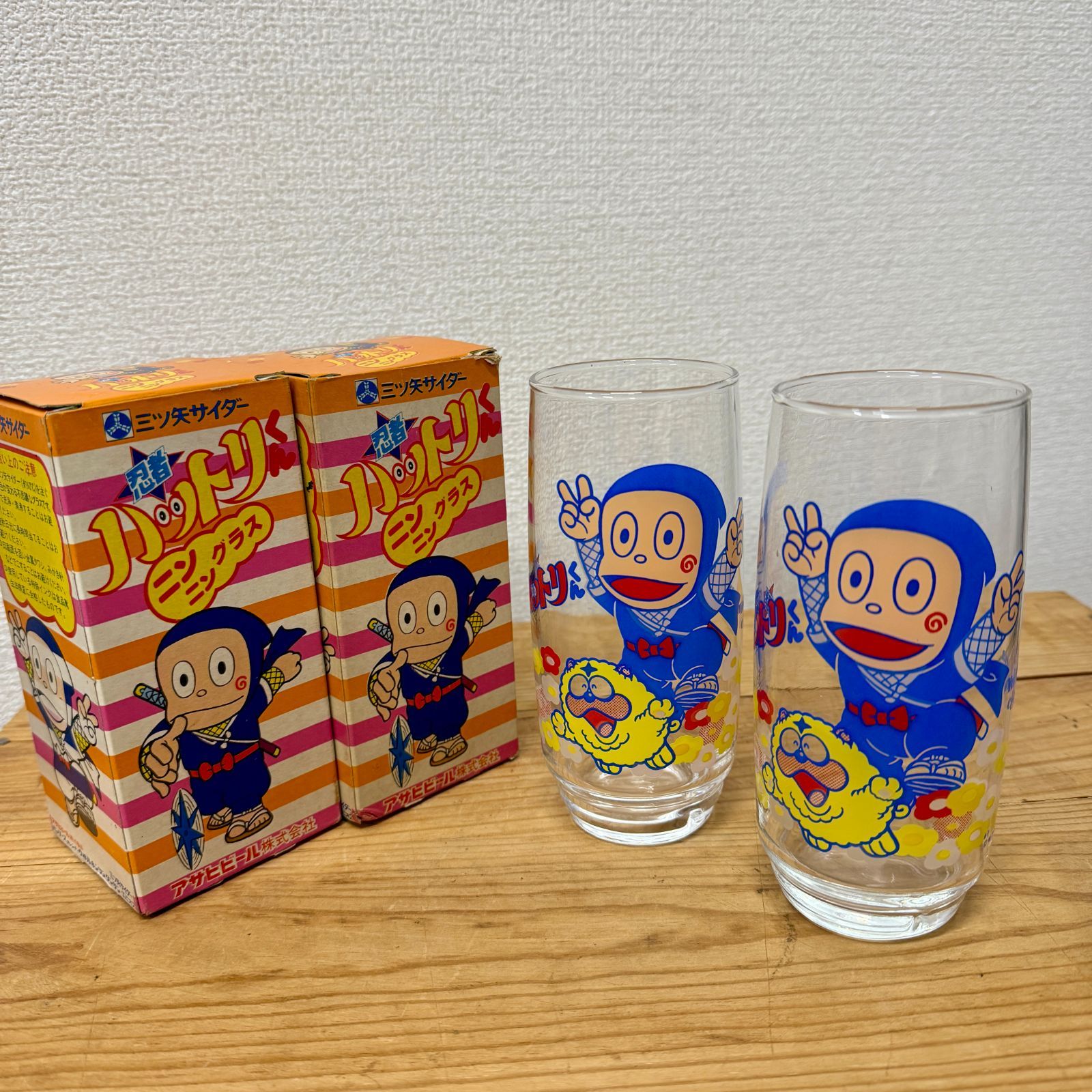 美品】三ツ矢サイダー 忍者ハットリくん ニンニングラス 2客