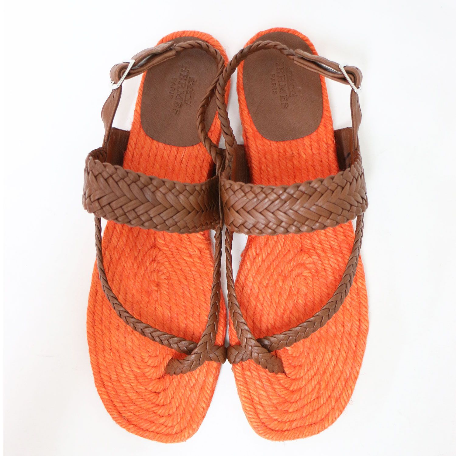 エルメス HERMES エスパドリーユ サンダル サイズ38 約24.5cm美品 新品】HERMES エルメス サンダル ブラウン オレンジ サイズ:38(24.5m