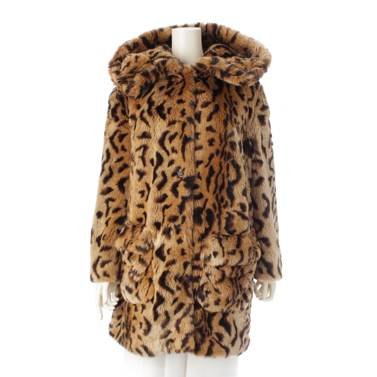 ミュウミュウ 14AW フェイクファー レザー 切替 総柄 レオパード