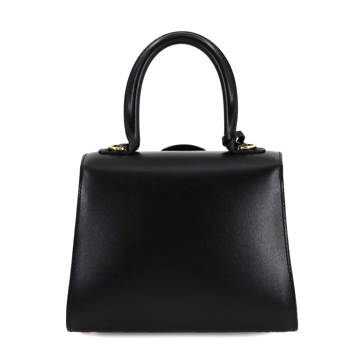 美品 鑑定済み DELVAUX ブリヨン GM レザー ハンドバッグ D金具 デルヴォー DELVAUX ブリヨンMMチャンピオン ブラック・ホワイト