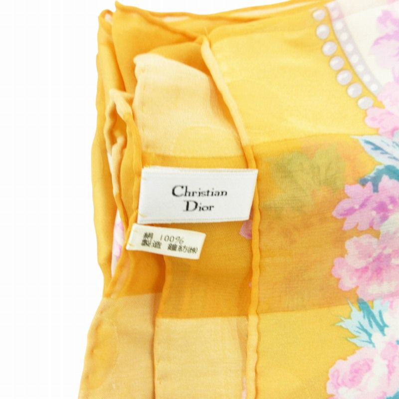クリスチャンディオール Christian Dior 大判 スカーフ チーフ 総柄 絹