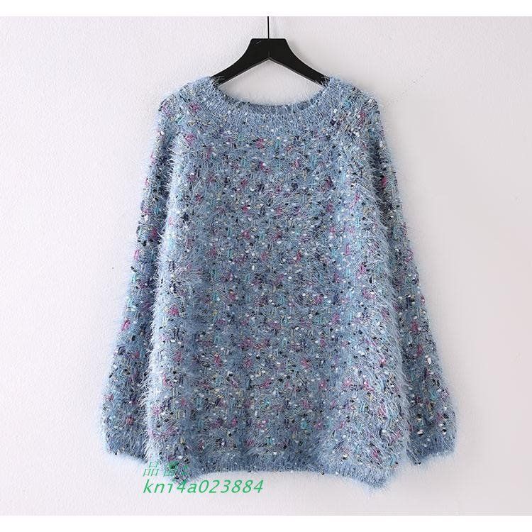  セーター プルオーバー レディース 春 トップス ラウンドネック 50代 ストレッチ 長袖 総柄 秋 通勤 40代 30代 カジュアル kni 4 a 023884 五分袖 七分袖 シャツ ブラウス