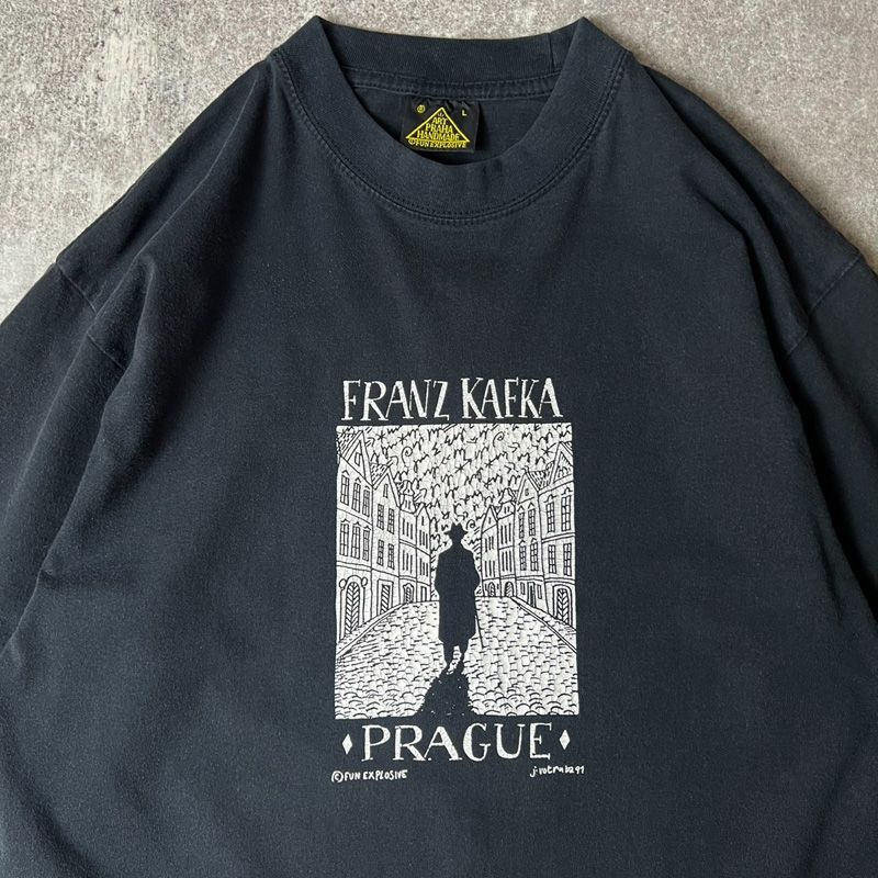90s 1991 カフカ スーベニア アート プリント 半袖 Tシャツ L / 90年代