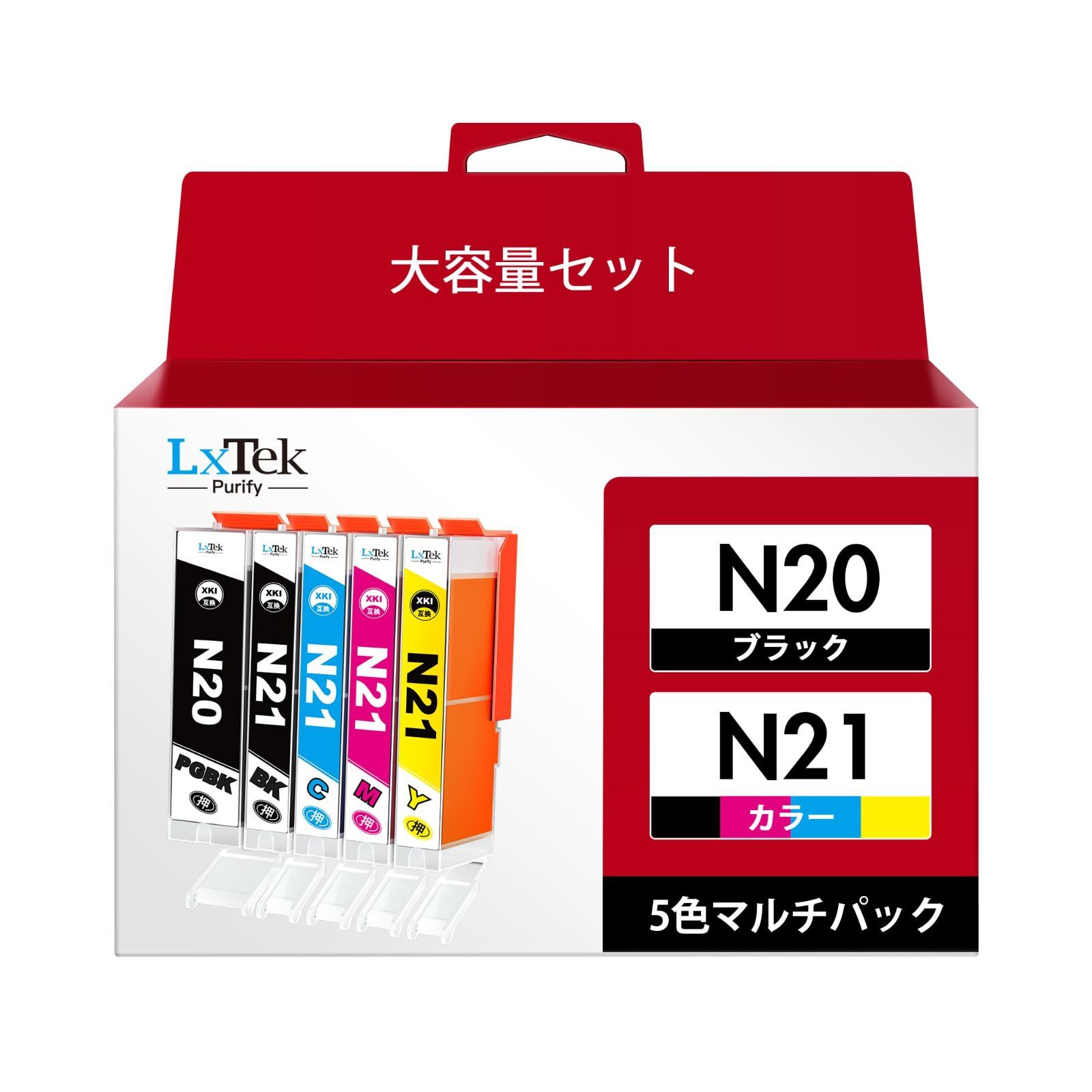 在庫セール】XK100 対応機種：PIXUS XKI-N21+N20/5MP 用 XK110 キヤノン 互換インクカートリッジ 5色マルチパック  XK500 XKI-N21(BK/C/M/Y)+N20 Purify LxTek - メルカリ