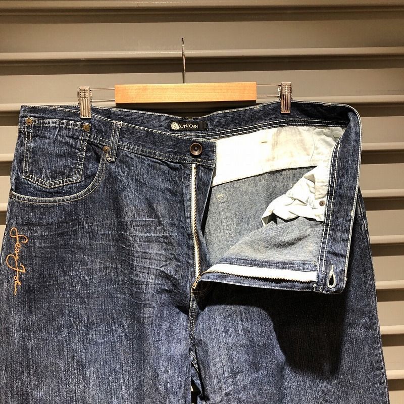 ショーンジョン sean john バギー デニム パンツ 極太 ロゴ刺繍 ヒップ 