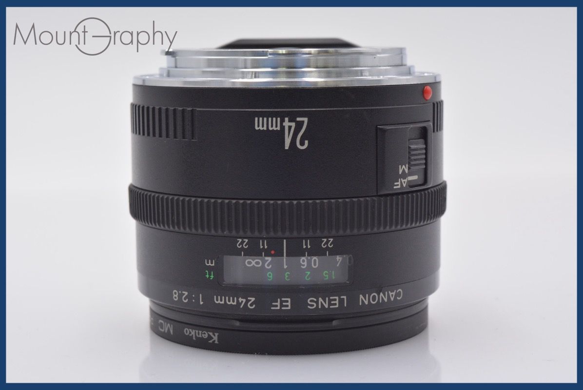 上 キヤノン Canon EF 24mm F2.8 前後キャップ-レンズフィルター付 完動 同梱可 am135