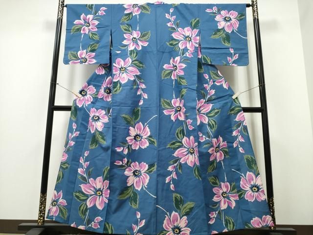 平和屋着物∴夏物 世界的ファッションデザイナー 山本寛斎 kansaiブランド 浴衣 枝花文 綿 CAAY4467ng