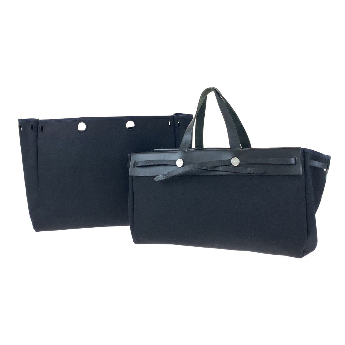 HERMES エルメス エールバッグ カバスGM ブラック キャンバス /レザー 