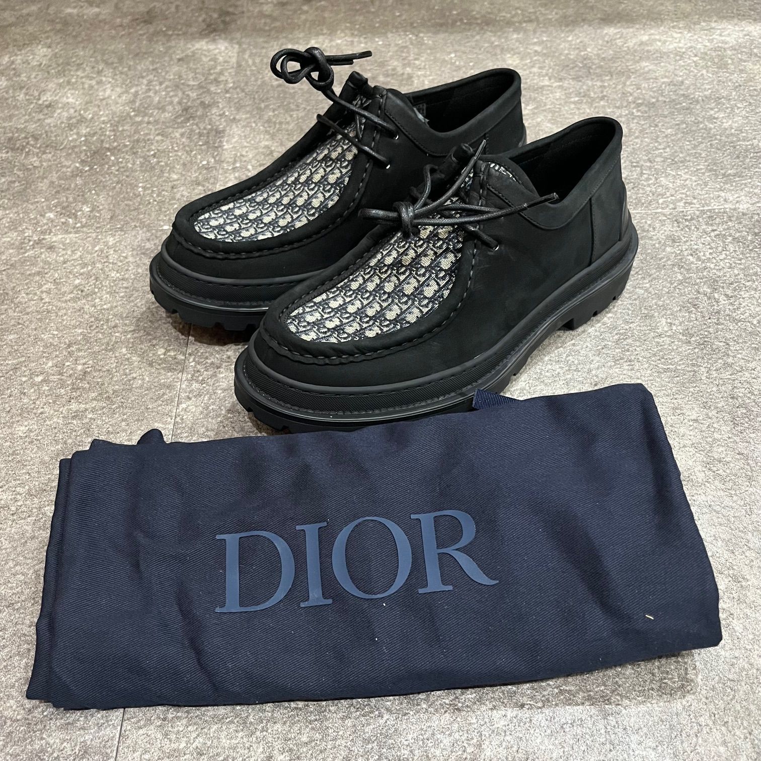 美品♡メンズディオールオブリーク ボートスェードレザーシューズ ¥158000 美品♡メンズディオールオブリーク ボートスェードレザー