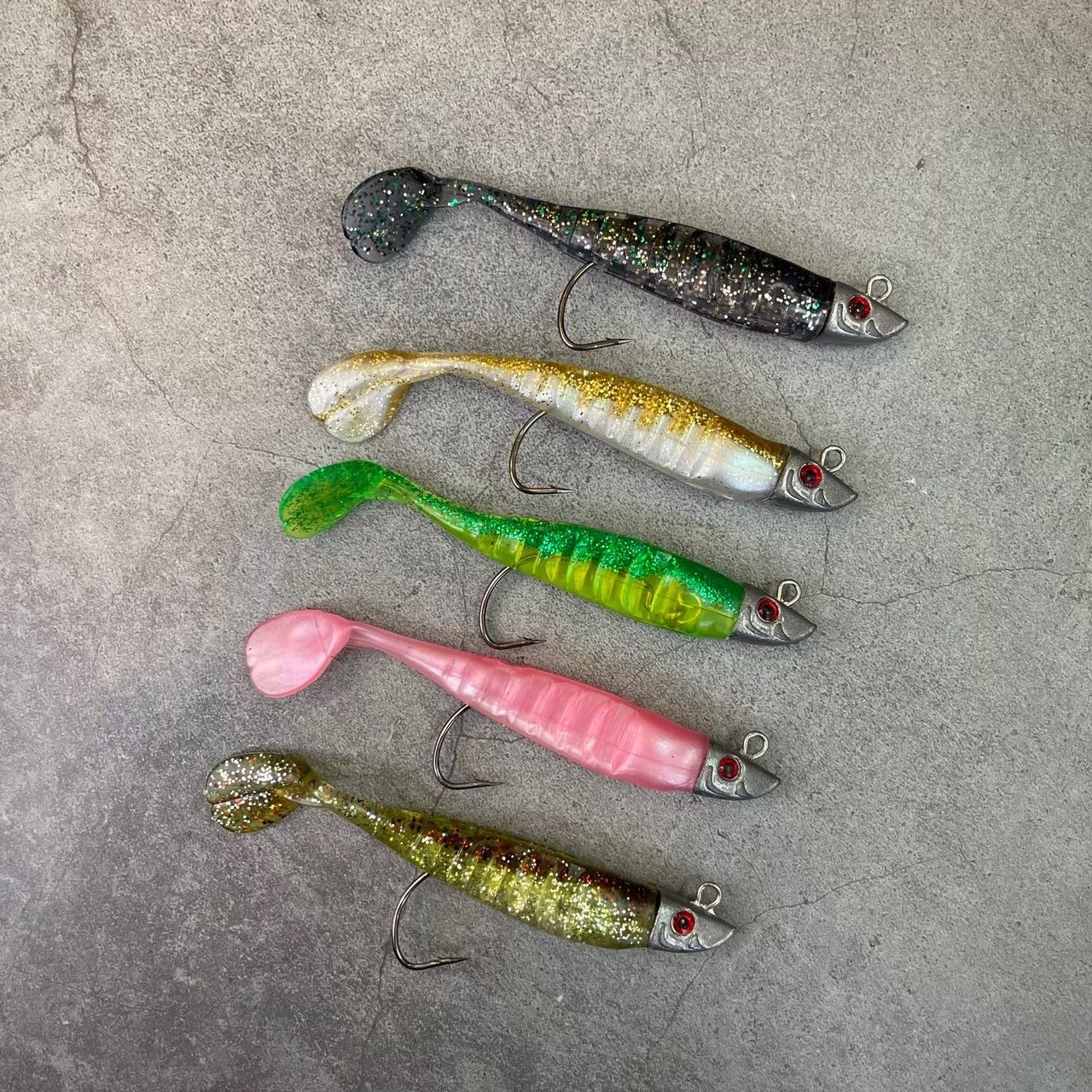 ジグヘッド ワーム 5個セット 15g シャッドテール ルアー 青物 ヒラメ