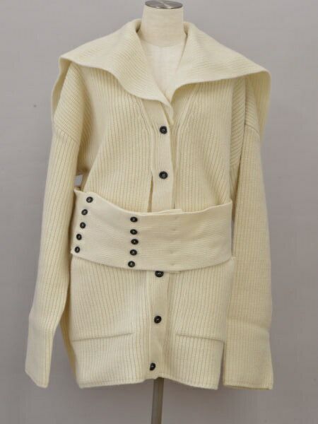 タン TAN ニットカーディガン ウール TN19AW007 Fサイズ ホワイト RAW WHITE レディース F-L6661 タン TAN ニットカーディガン ウール TN19AW007 Fサイズ