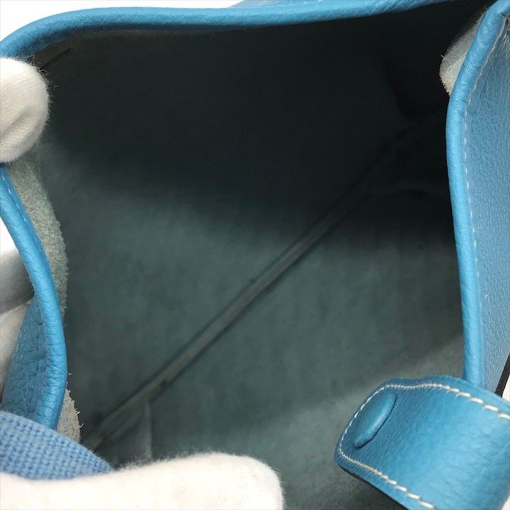 良品 HERMES エルメス ロデオドゥ レザー ショルダー バッグ ブルー