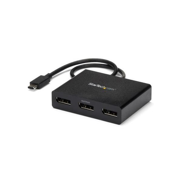 StarTech.com マルチモニターアダプタ MSTハブ 4K USB C オス -ディスプレイポート メス ×3口Windows用 ブラック MSTCDP123DP 1個