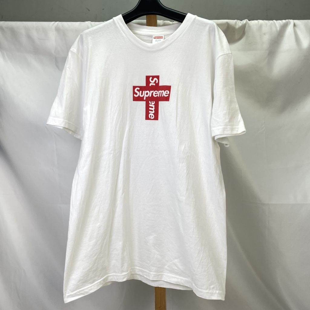 01w-0119 〇 Supreme シュプリーム Cross Box Logo Tee 半袖Ｔシャツ ホワイト Ｌサイズ 【中古品】 - メルカリ